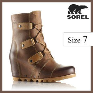 Brown Tan Sorel Joan of Arctic Wedge Mid sz7 Waterproof boots GUC